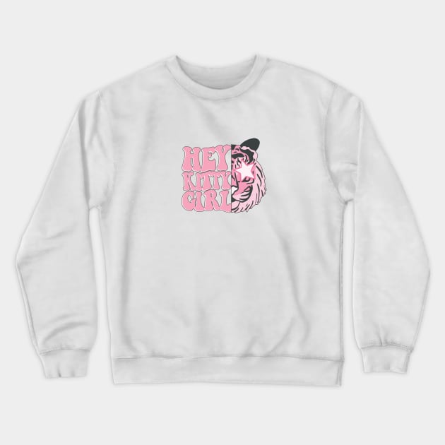 Hey Kitty Girl Crewneck Sweatshirt by Taylor Thompson Art